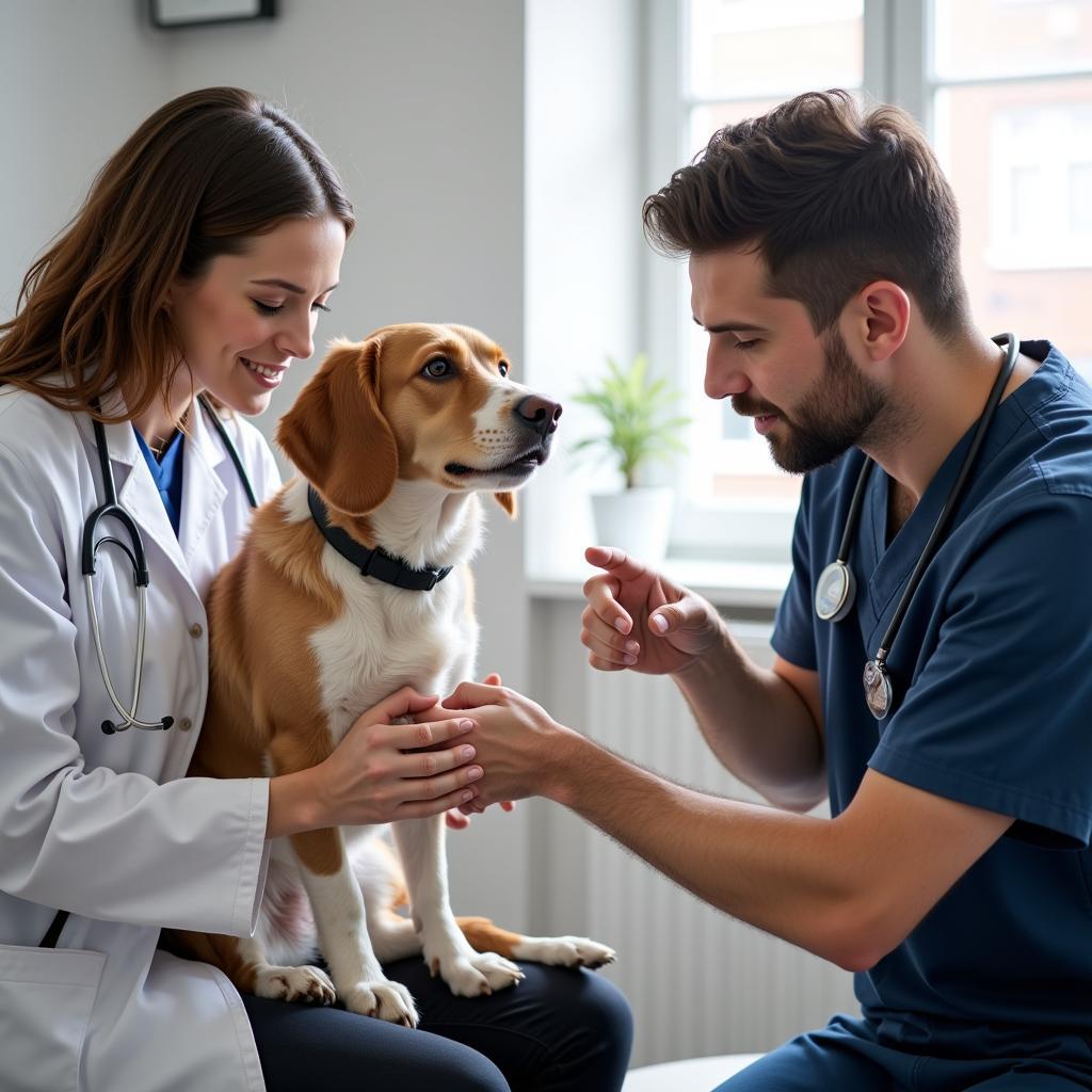 Veterinarian Examining a Dog on a Raw Food Diet