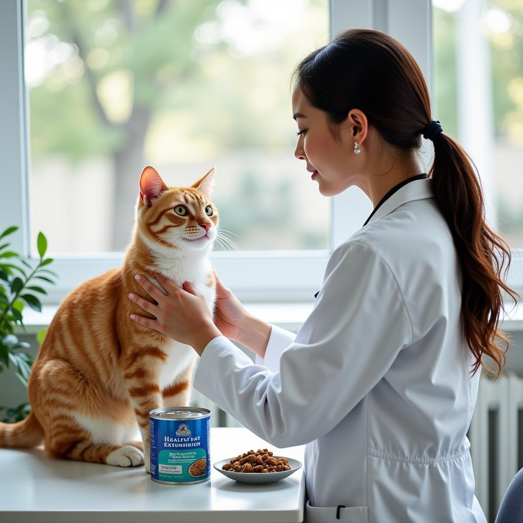 Veterinarian Examining a Healthy Cat