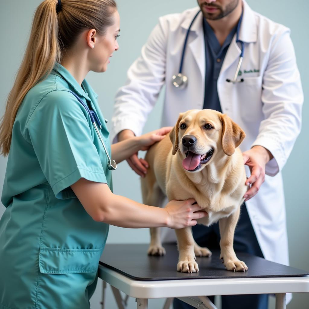 Veterinarian Examining a Dog