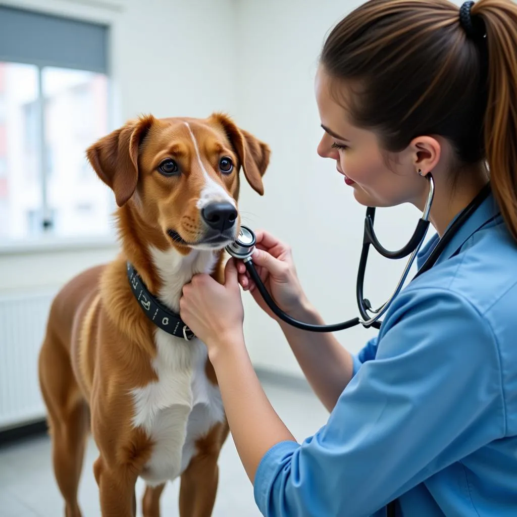 Veterinarian Examining a Kelpie During Check-Up