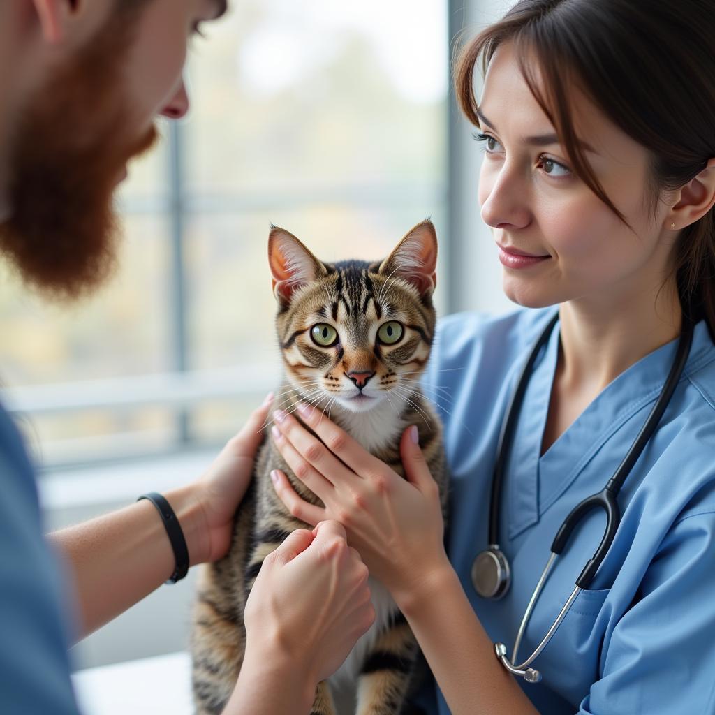 Veterinarian Examining Cat