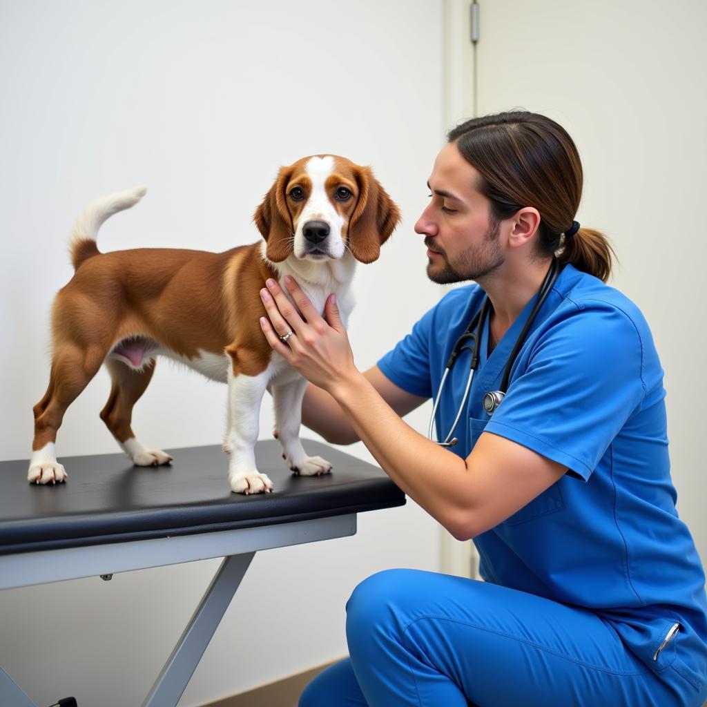 Veterinarian Examining a Dog