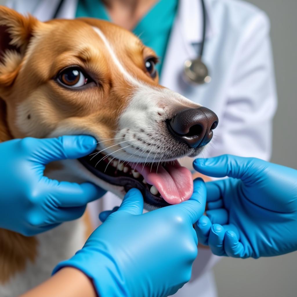 Veterinarian Examining Dog's Teeth