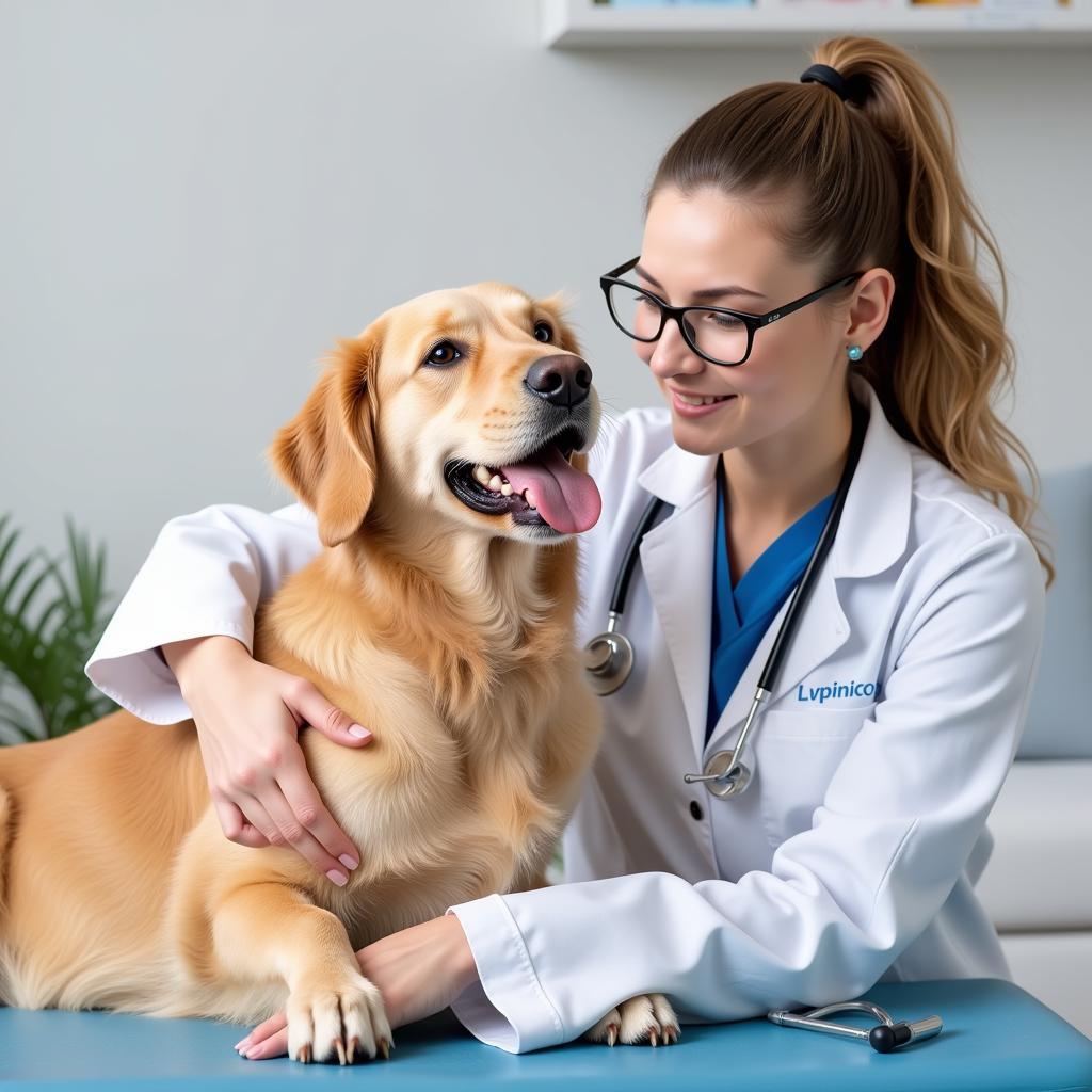 Veterinarian Examining a Dog's Health