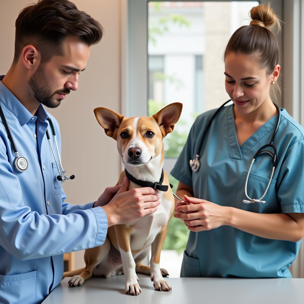 Veterinarian Examining Dog