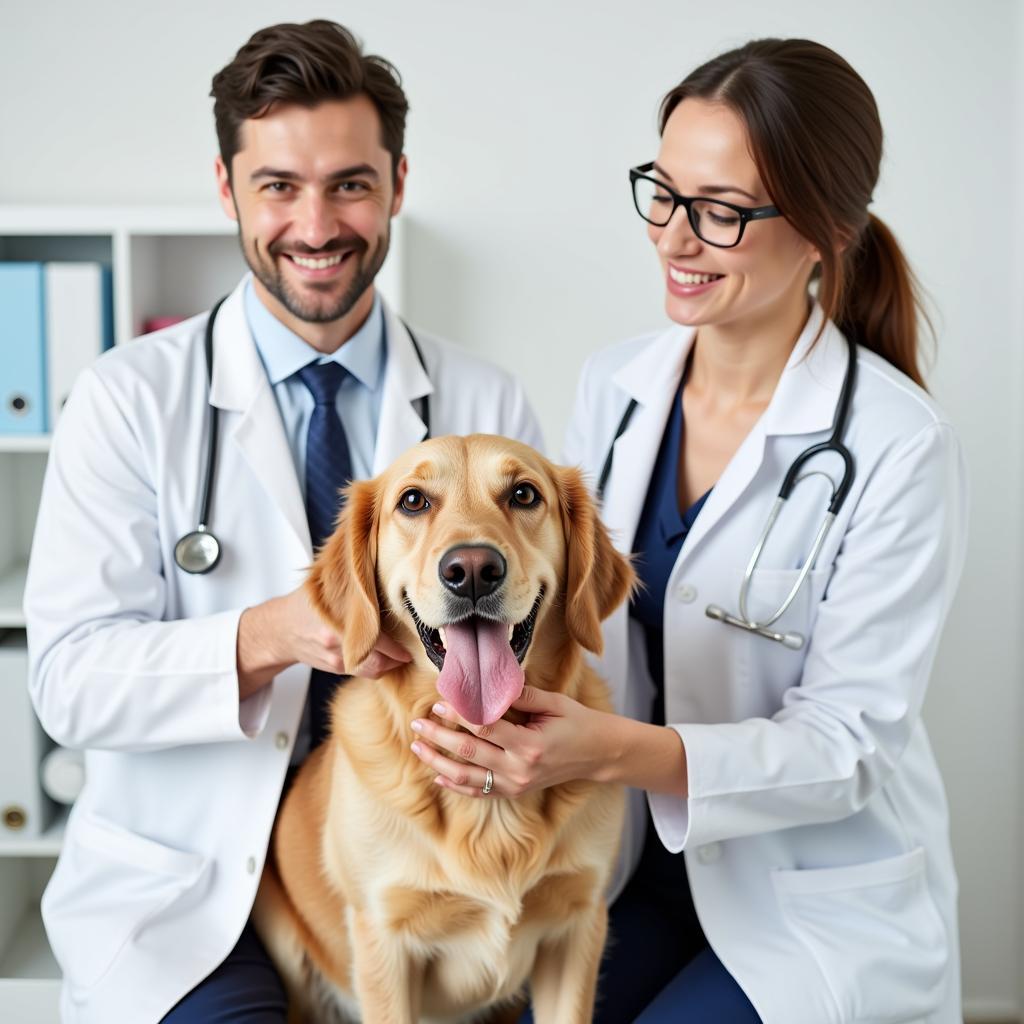 Veterinarian Examining a Healthy Dog