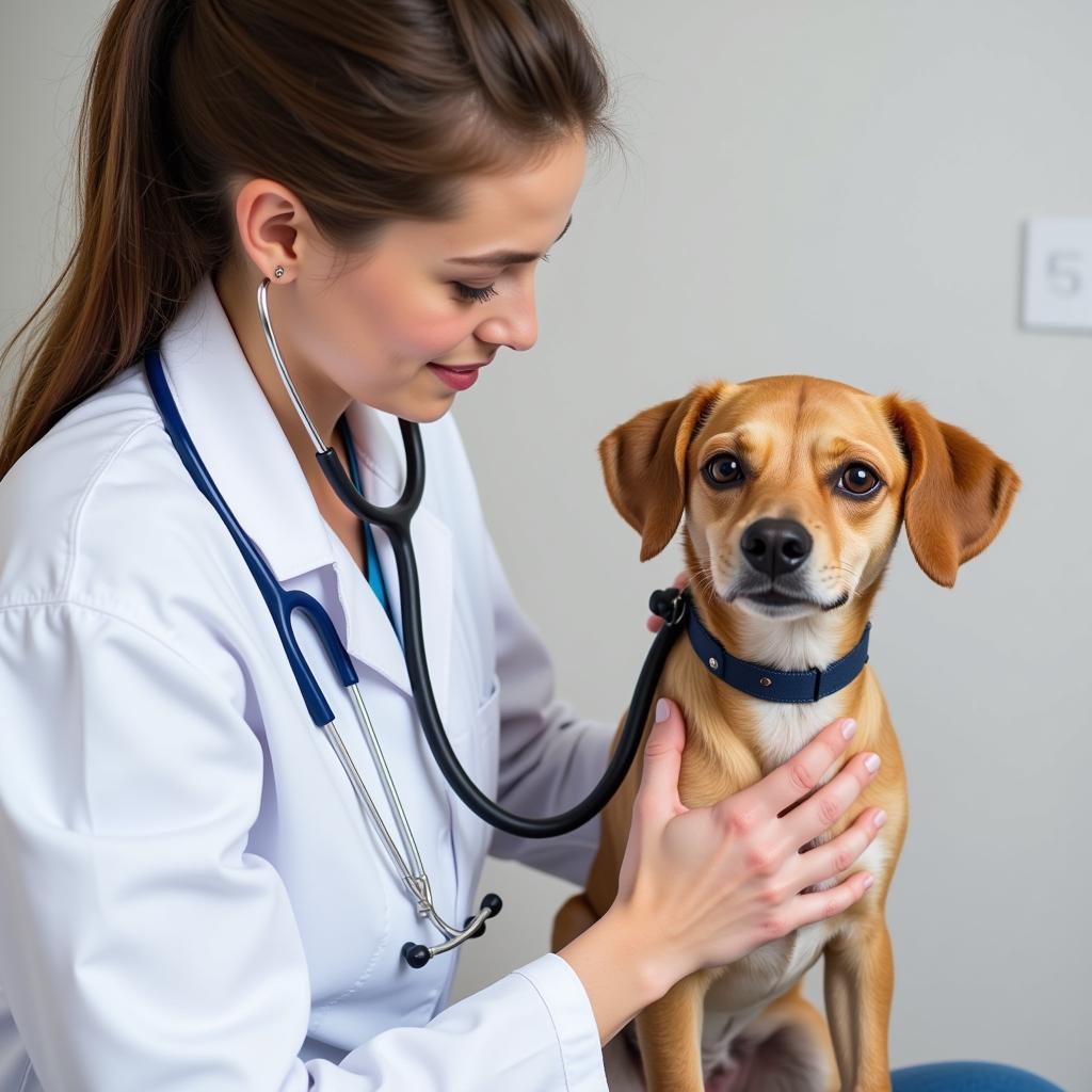 Veterinarian Examining a Dog During a Check-up