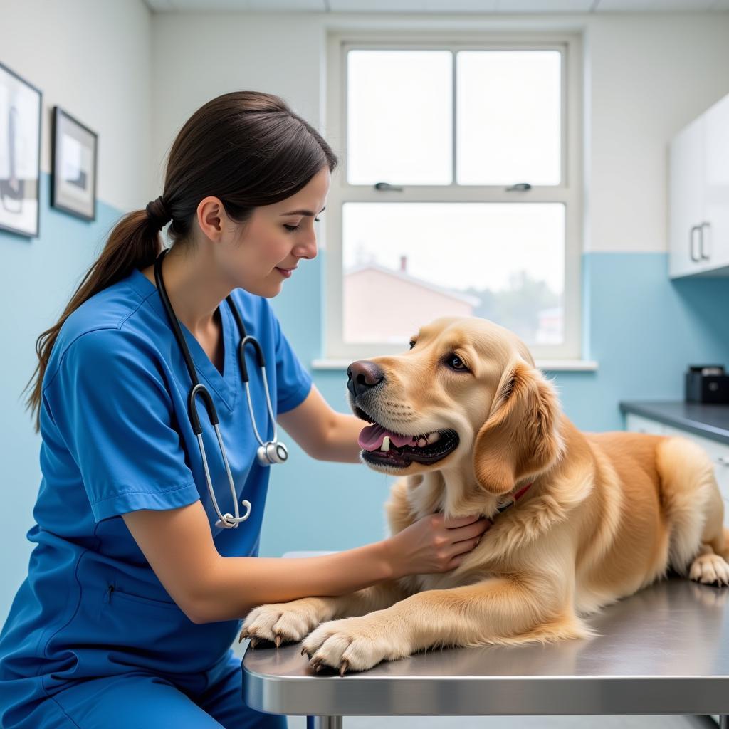 Veterinarian Examining a Dog