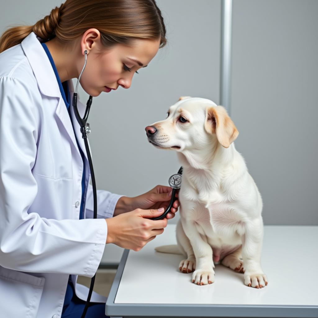 Veterinarian Examining a Dog with Allergies