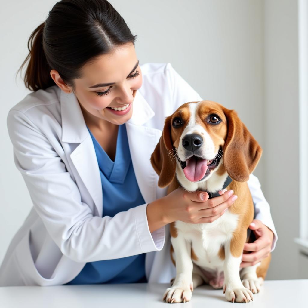 Veterinarian Examining Healthy Dog