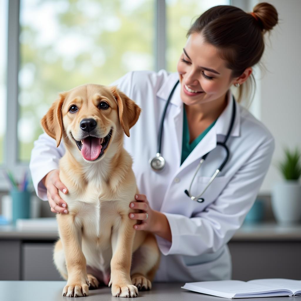 Veterinarian Examining Large Breed Puppy