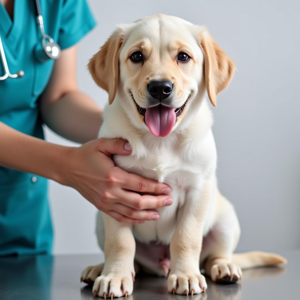 Veterinarian Examining Puppy