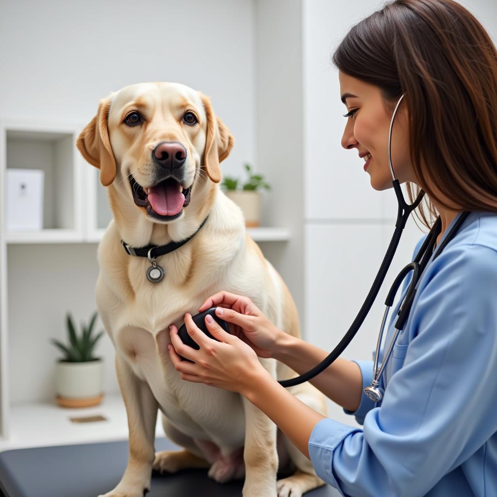 Veterinarian Examining Senior Dog