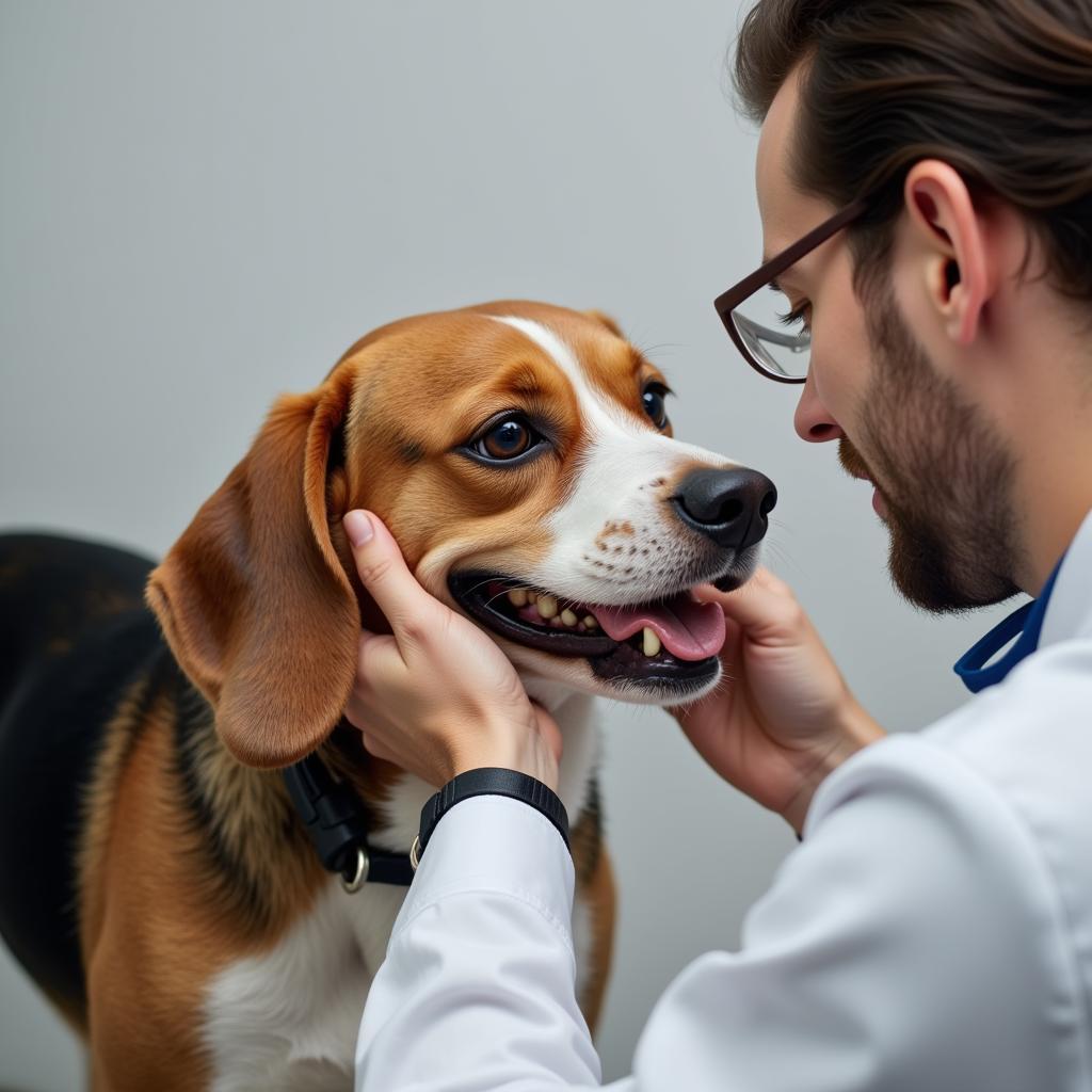 Veterinarian Checking a Senior Dog