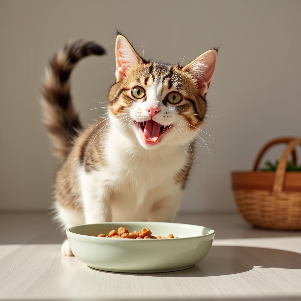 A content cat enjoying Vetreska cat food