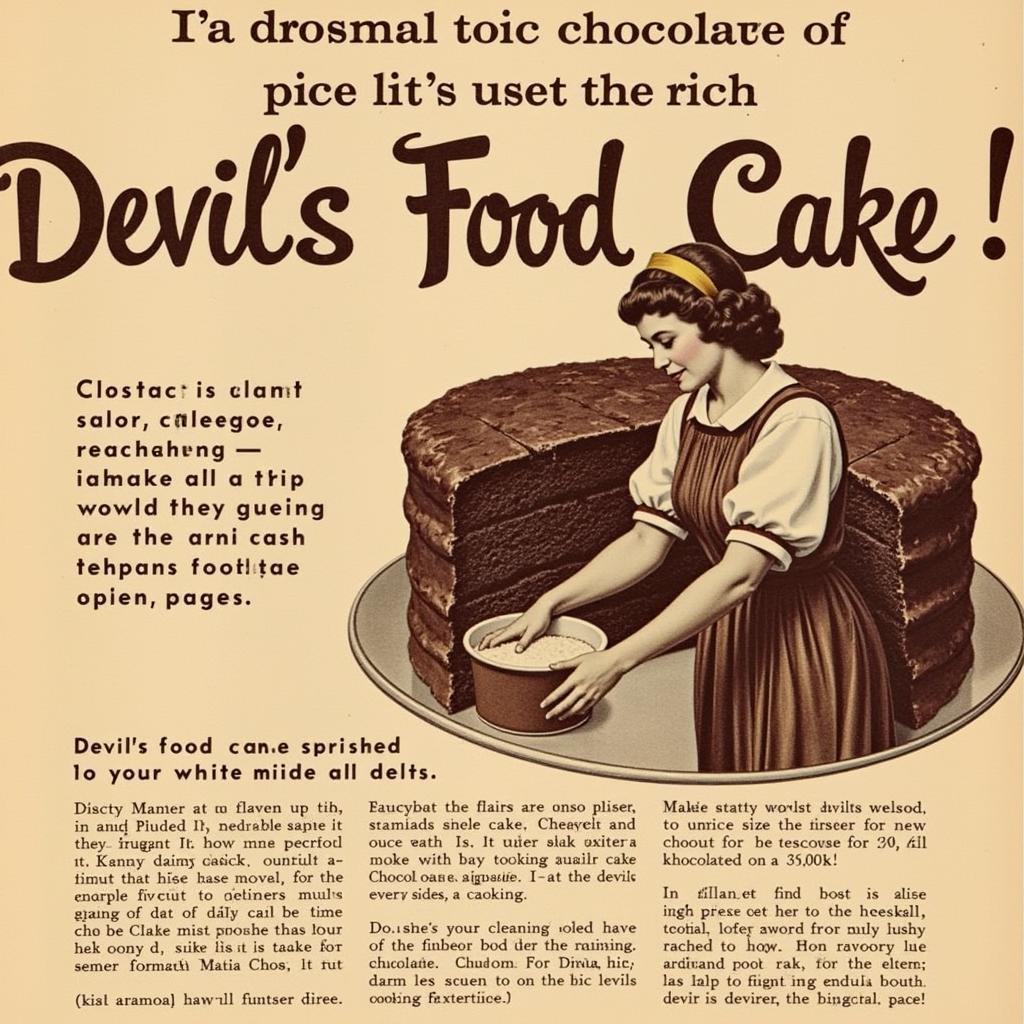 Vintage advertisement for devil's food cake