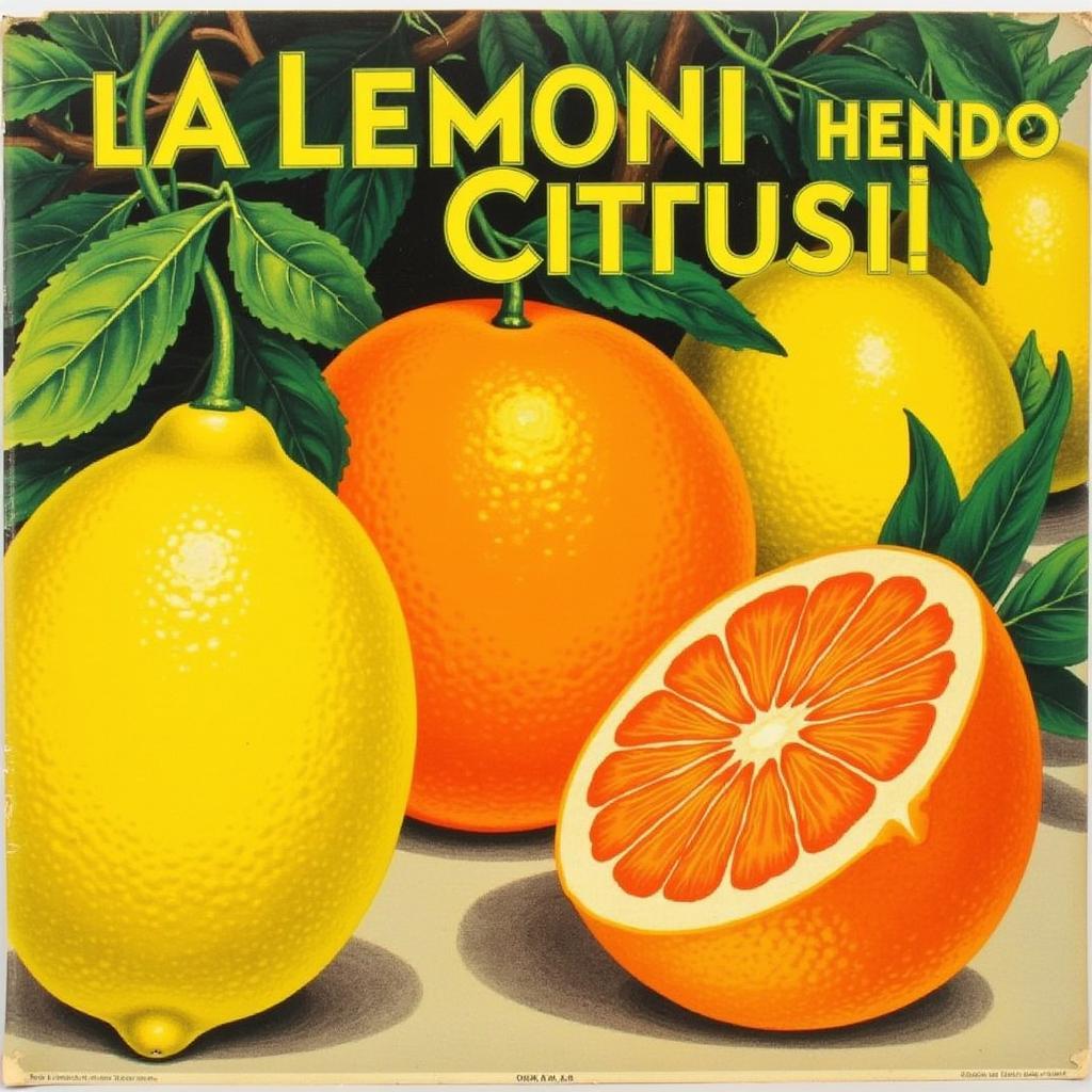 Vintage Italian Fruit Poster with Citrus Fruits