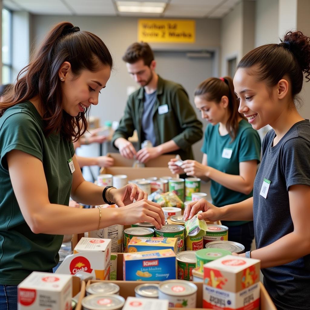 Volunteering at a Food Drive