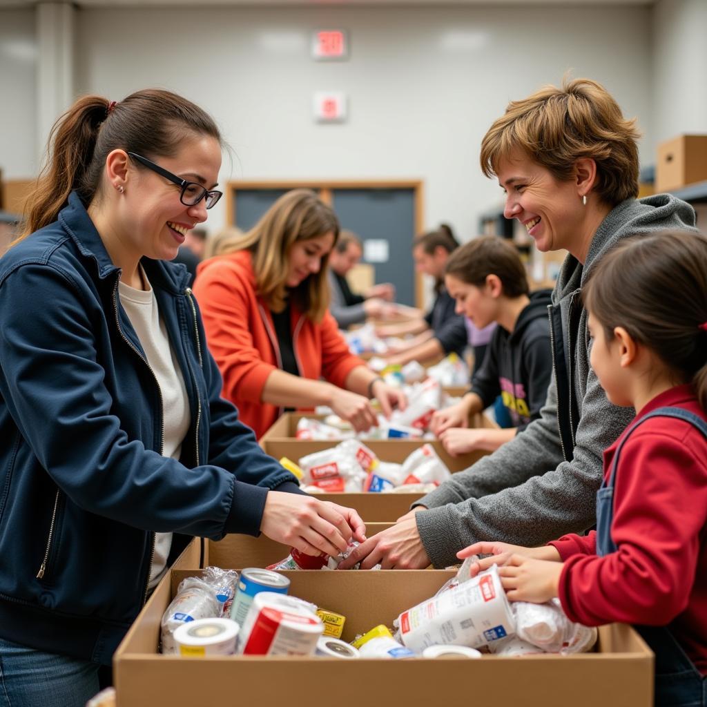 Volunteers organizing food donations at Sparta Food Pantry