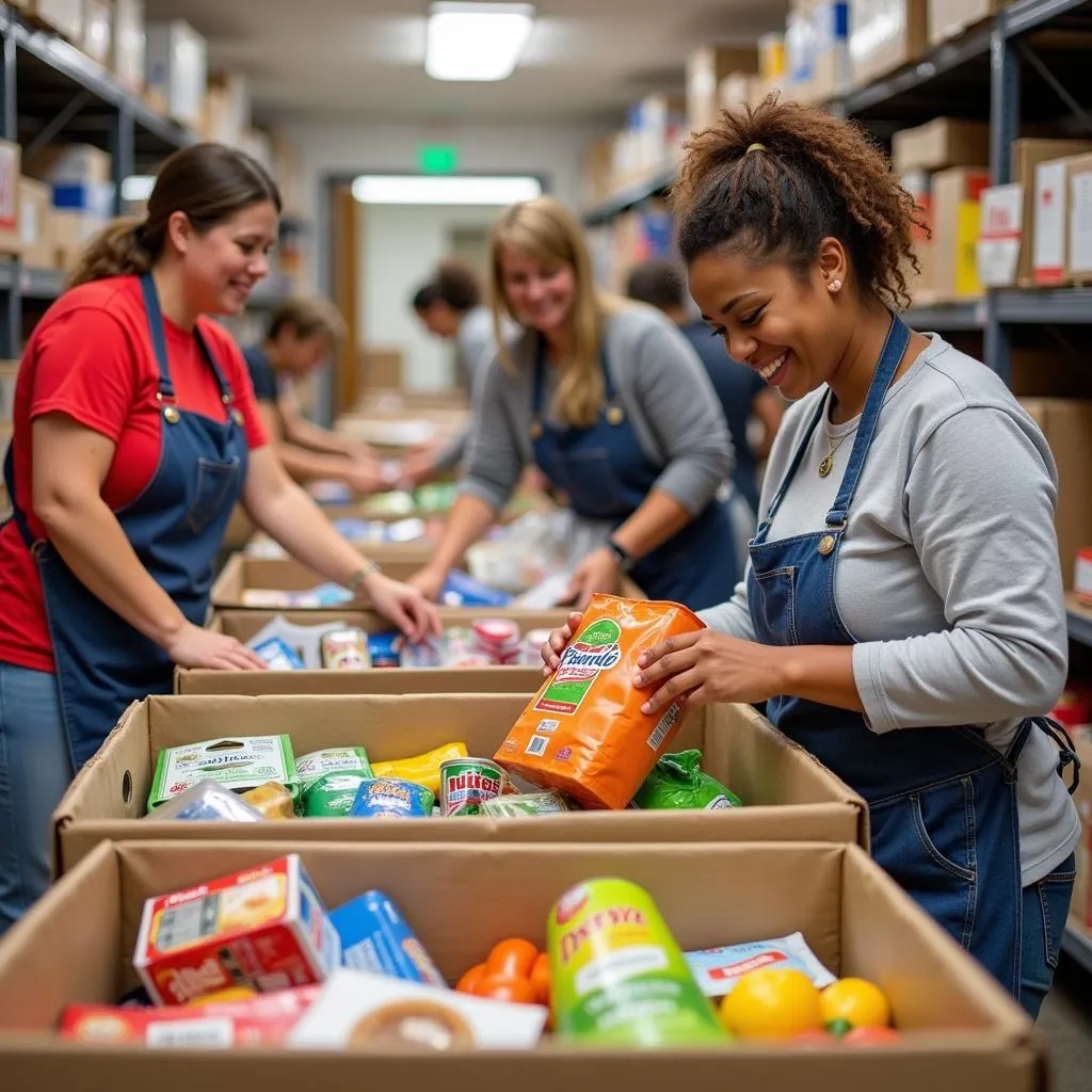 Volunteers Sorting Food Donations