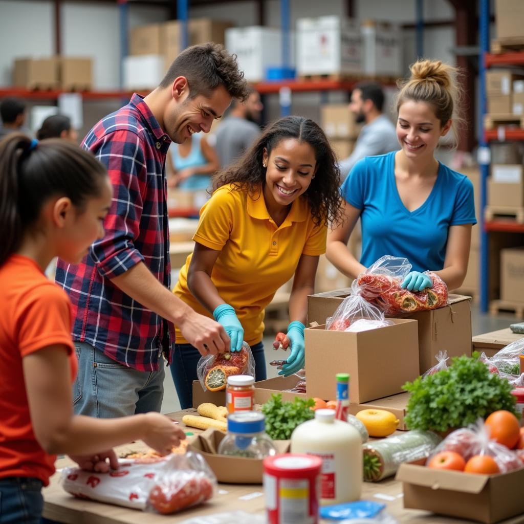 Volunteers Sorting Food Donations