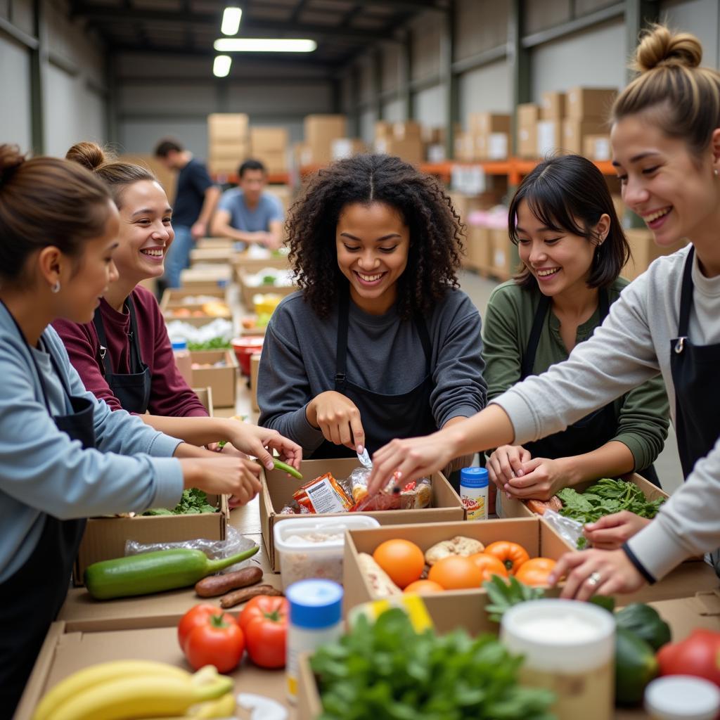 Volunteers Organizing Food Donations at a Woodbridge Food Bank