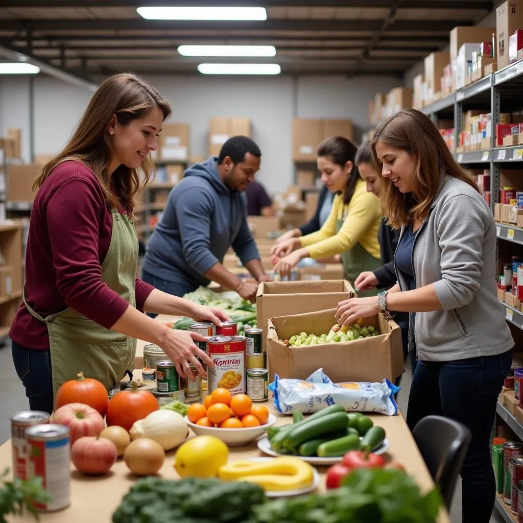 Volunteers Organizing Donations at a Muskegon Food Pantry