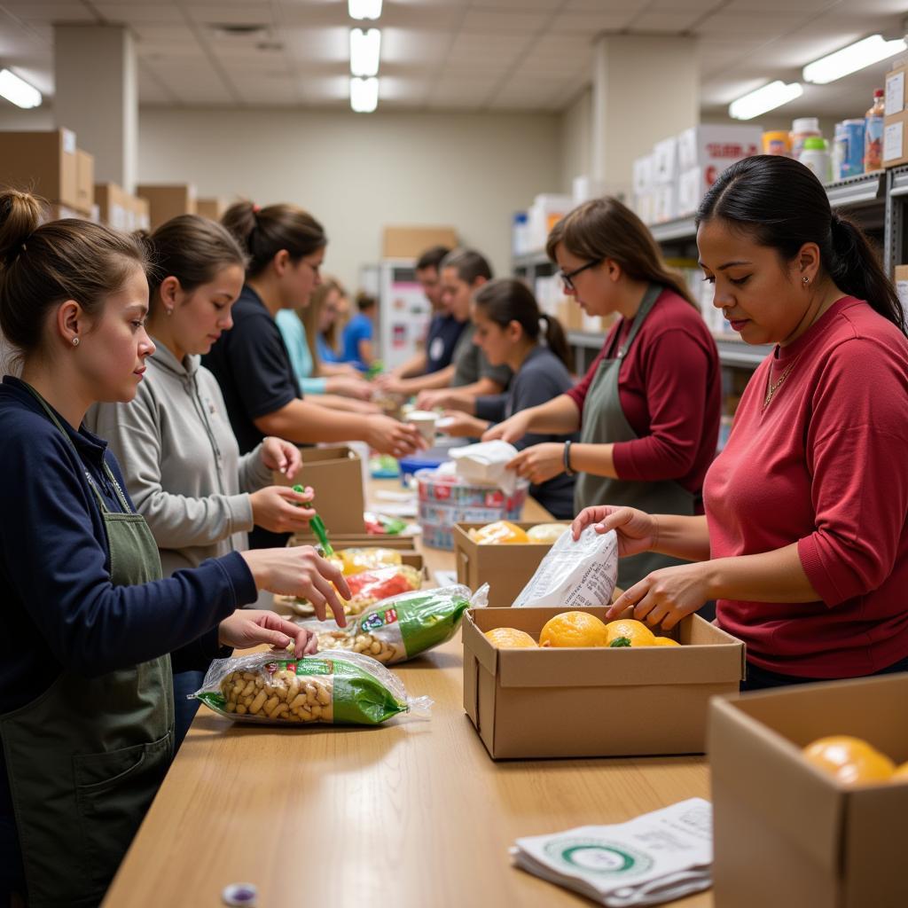 Volunteers Stocking Shelves at Piqua Food Pantry