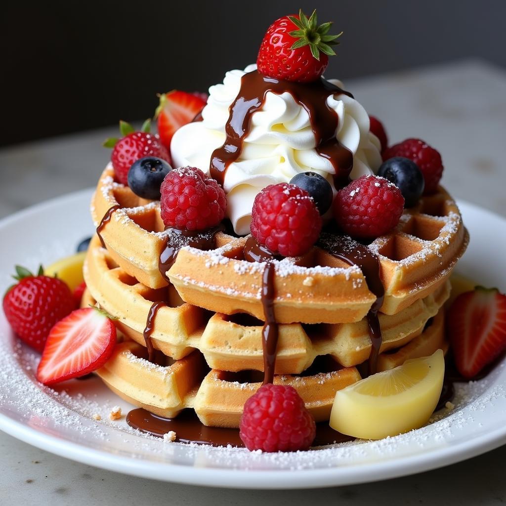 Celebrating International Waffle Day with a variety of waffle toppings.