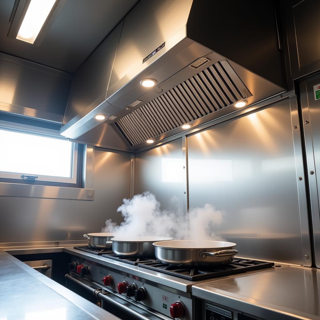 Wall-Mounted Hood in Food Trailer