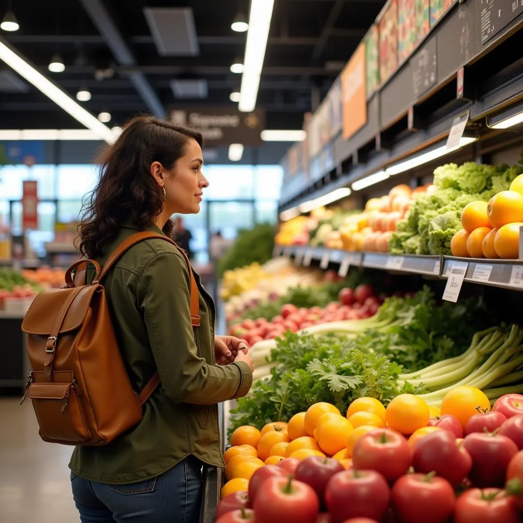 Customer Selecting Fresh Produce at Walmart