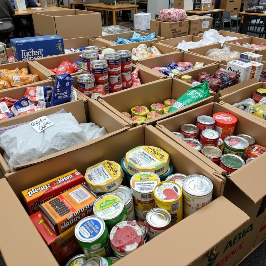 Community members donate food items to support those in need at a Warrensburg, MO food pantry