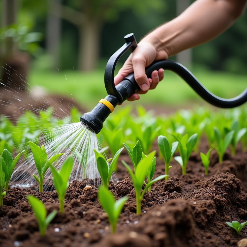 watering a food plot