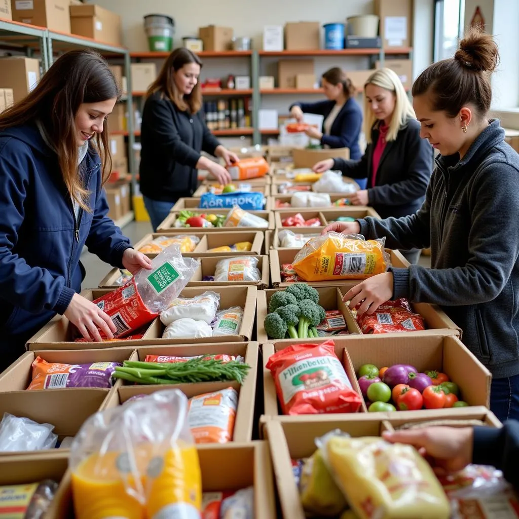 Volunteers Organizing Donations at Waterville Food Pantry