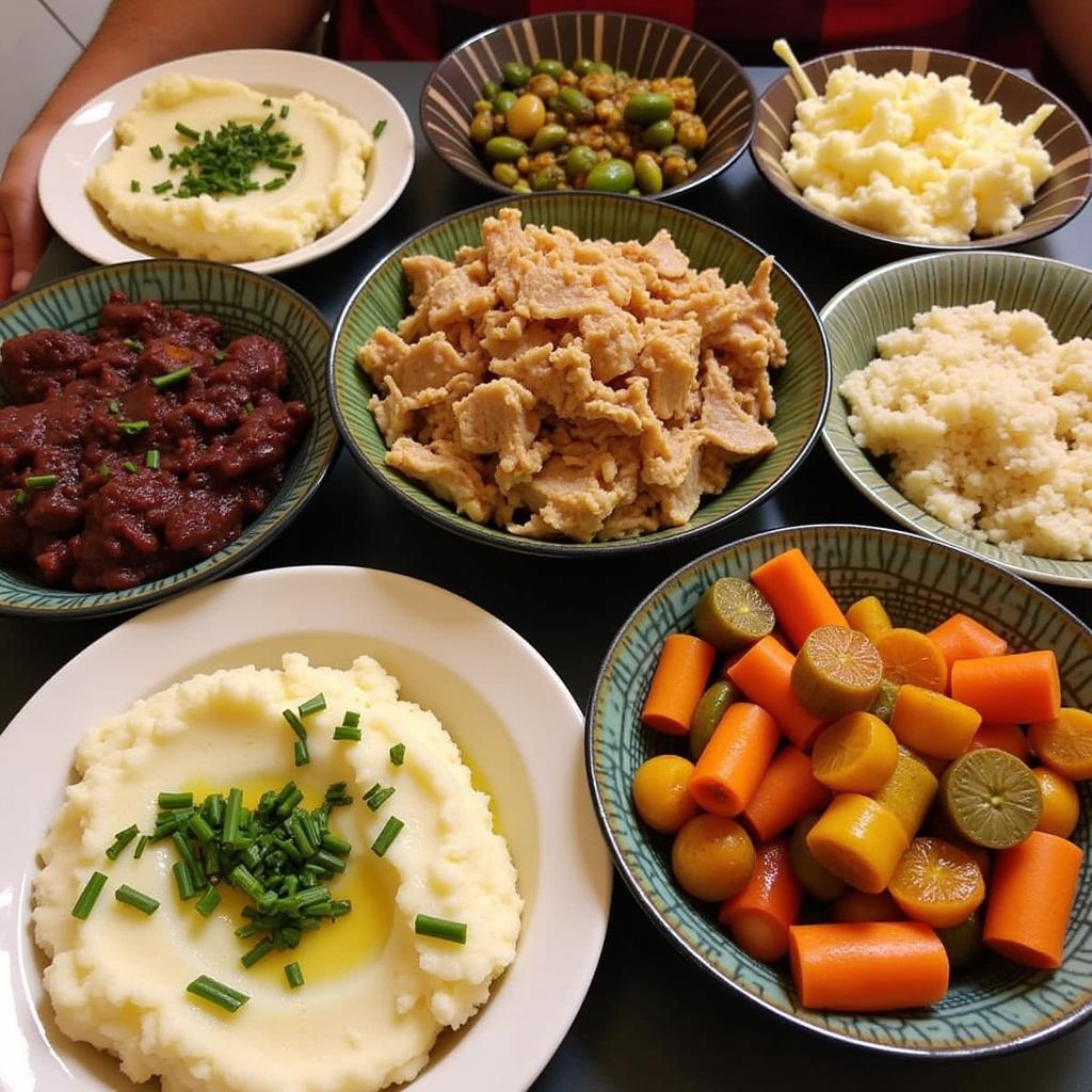 Assorted Welsh side dishes for Christmas