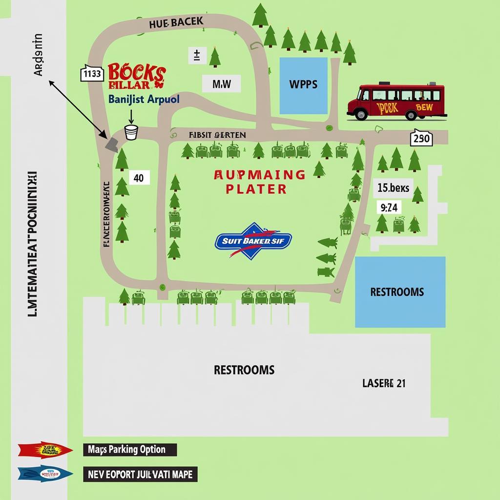 A map highlighting the layout and key areas of the Wheeling Food Truck Festival