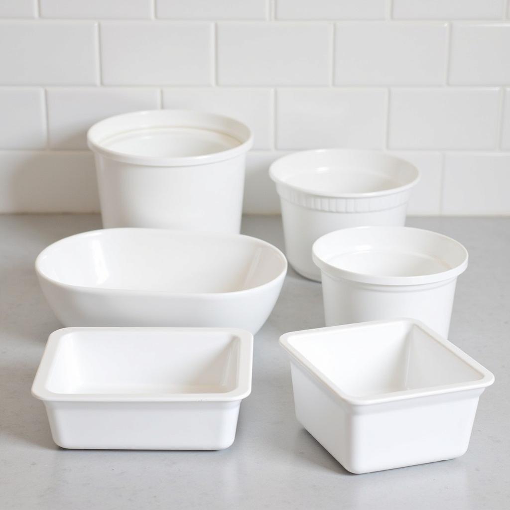 White Food Containers in Different Shapes and Sizes