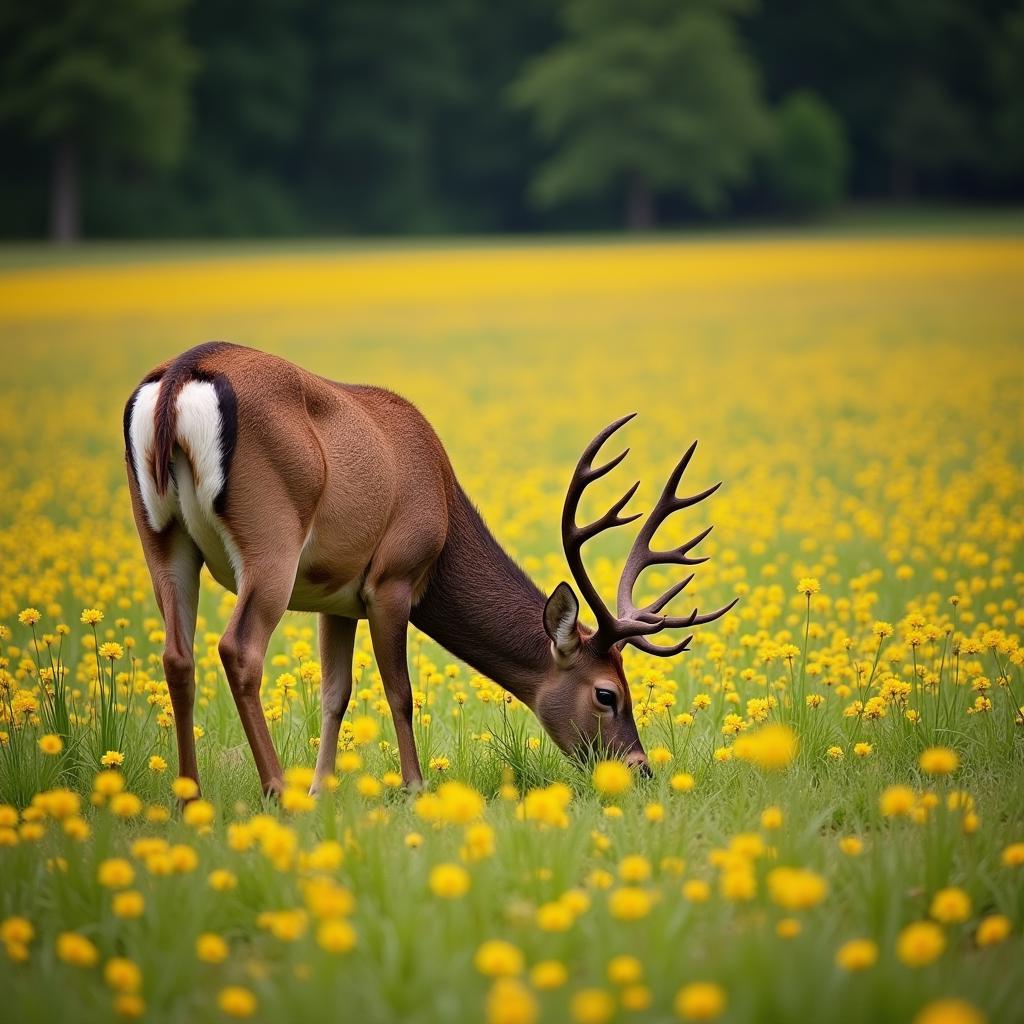 White-Tailed Deer in Field