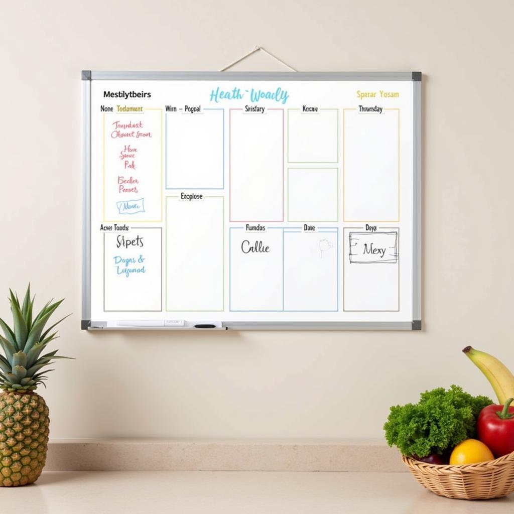 Modern Whiteboard Food Planner in a Busy Kitchen