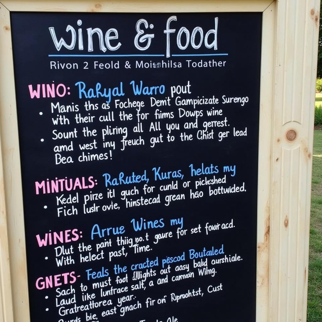 Wine food truck menu board