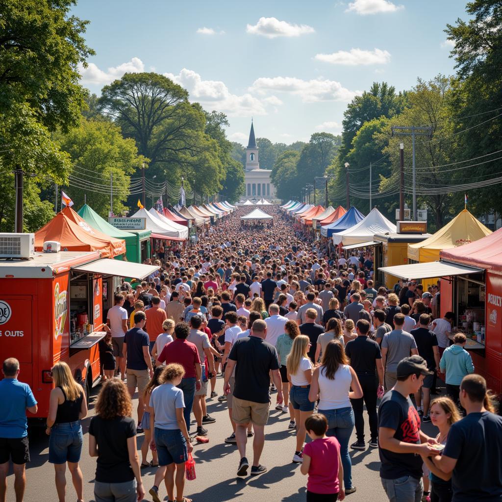 Crowds enjoying a Winston-Salem Food Truck Festival