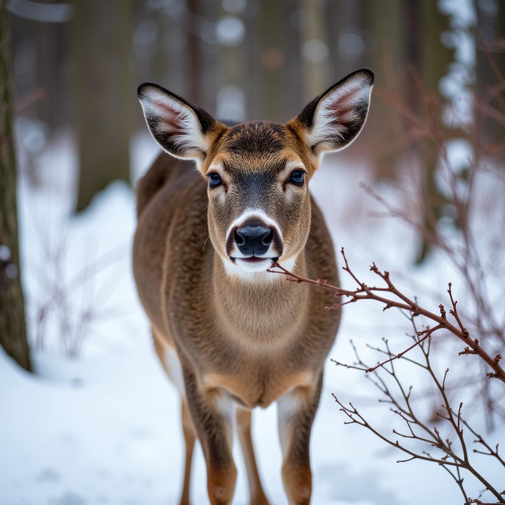 Deer Feeding in Winter