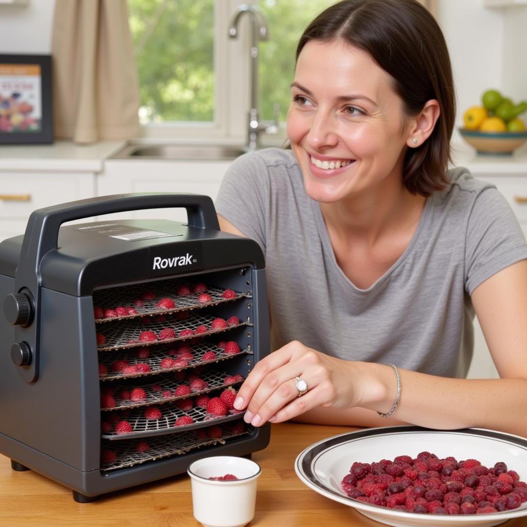 Woman Preparing Dehydrated Fruit Leather Using a Rovrak Dehydrator