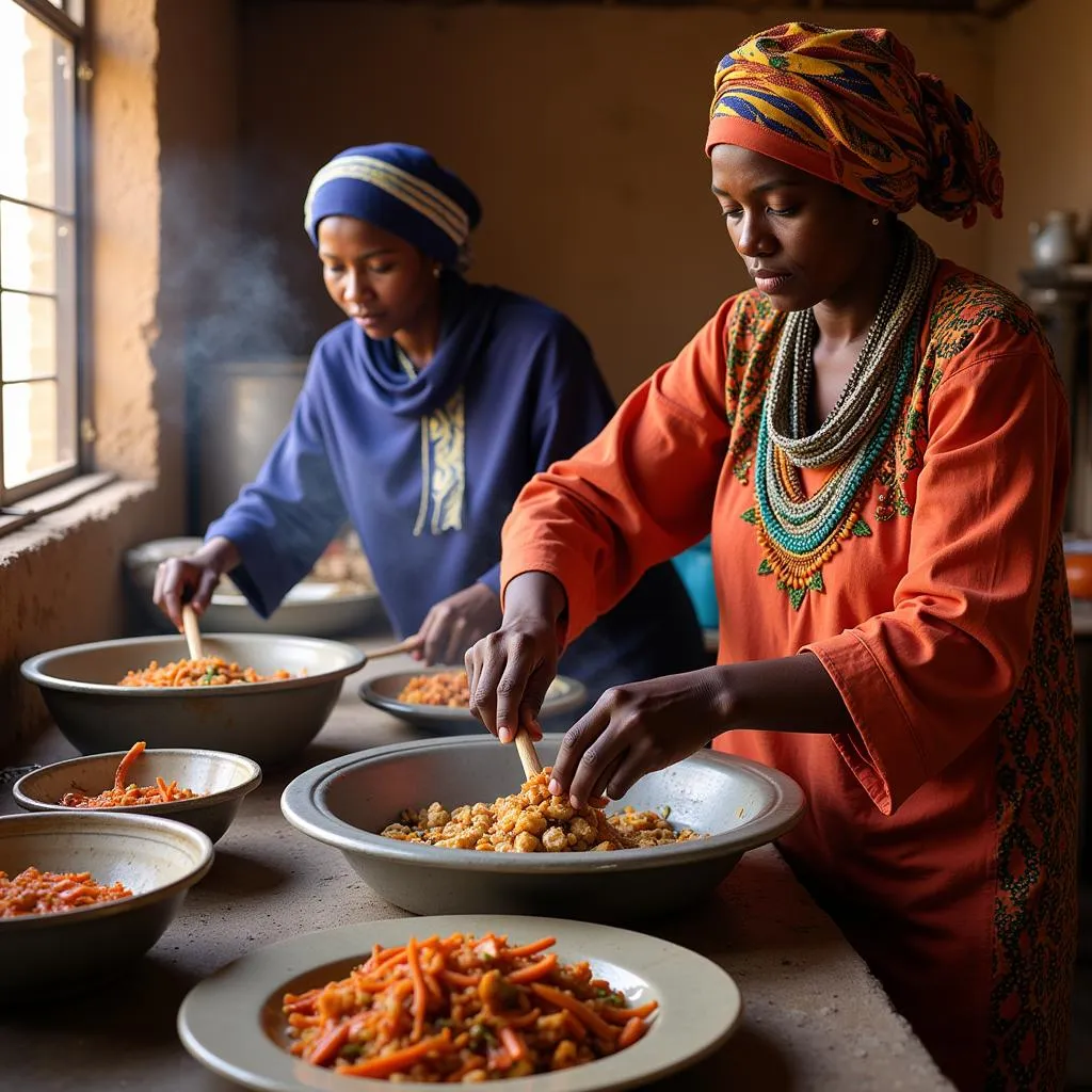 Women Preparing Food in Timbuktu