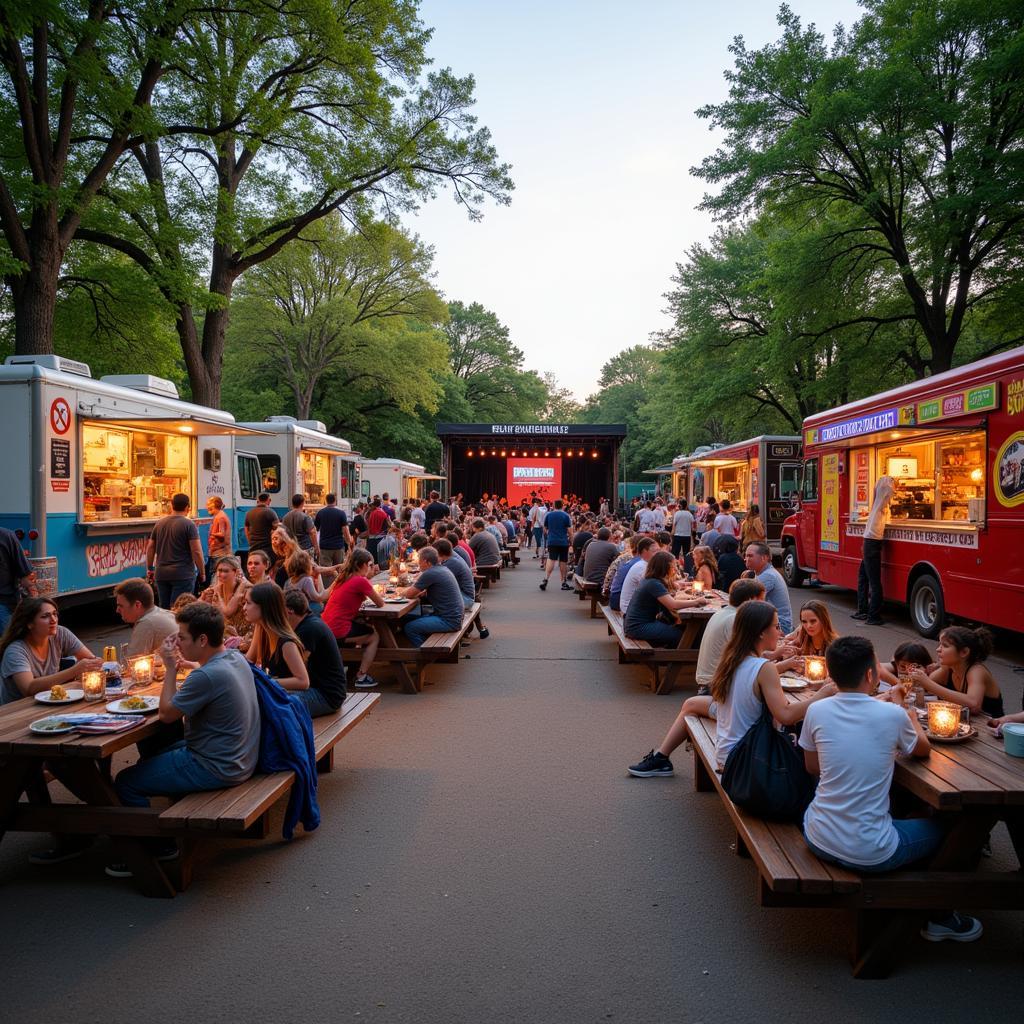 Crowds enjoying the Wood River Food Truck Festival