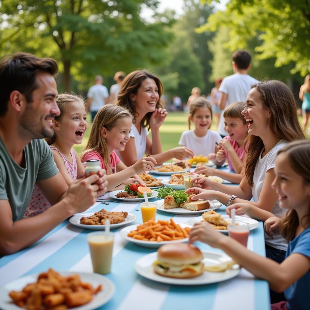 Families enjoying the Wood River Food Truck Festival