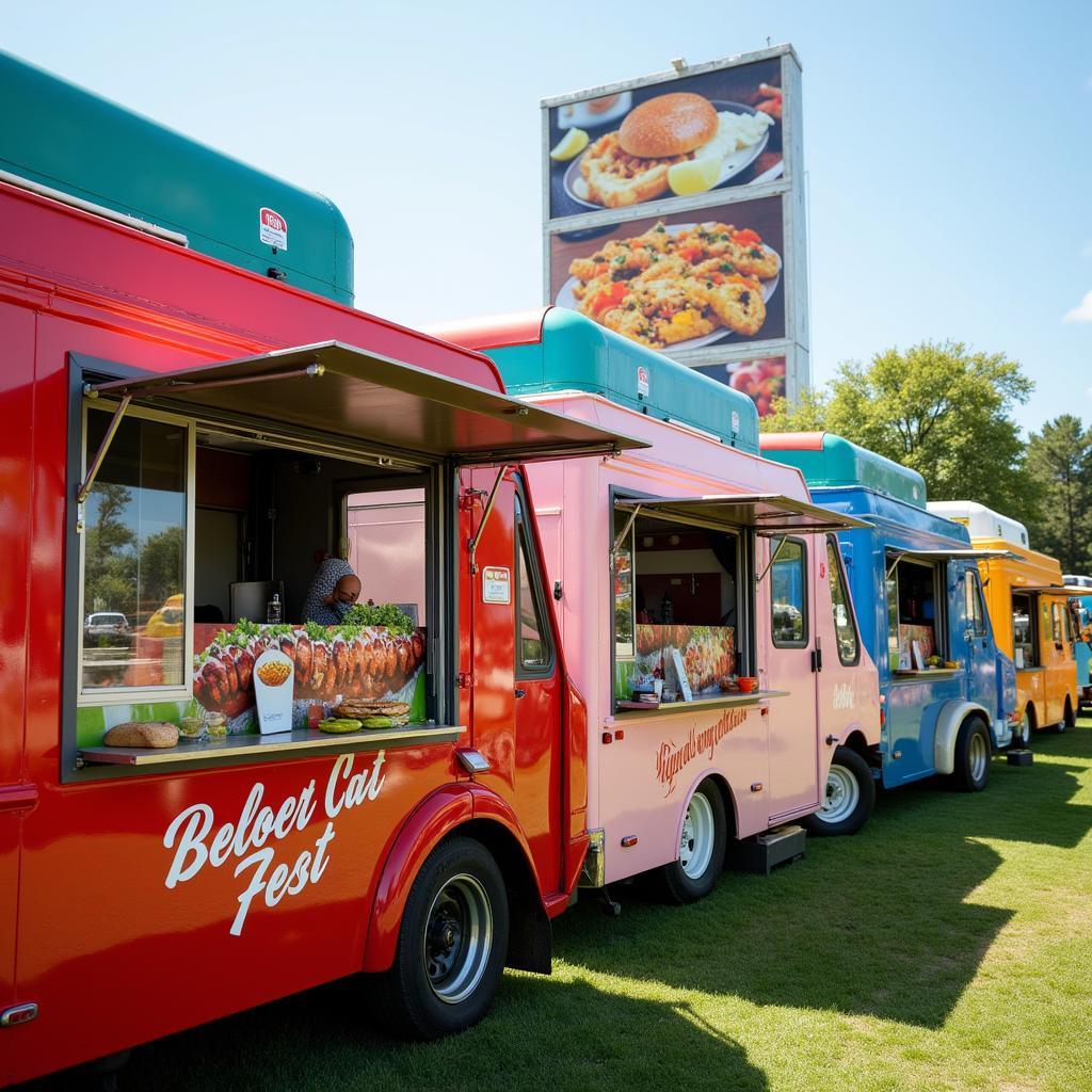 Variety of food trucks at the Wood River Food Truck Festival