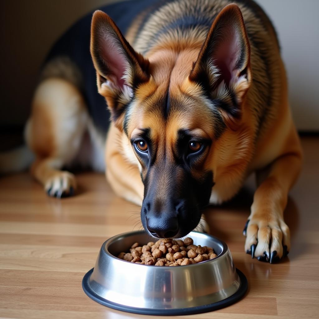 Working Dog Enjoying Meal