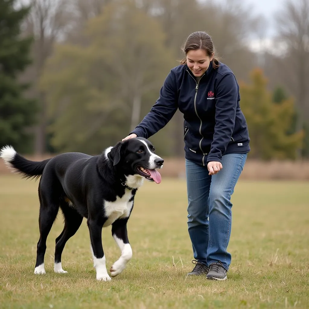 A working dog training with their handler