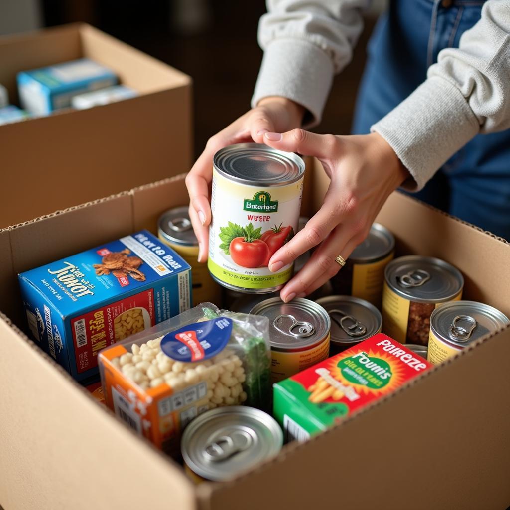 A Wylie resident donating food at a local pantry drive